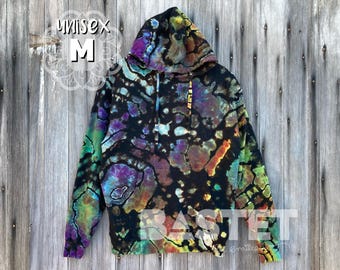 Medium Ready to Ship, Reverse Geode Watercolor Tie Dye Pullover Hoodie - Ixchel, Reverse Tie Dye Hoodie, Ice Dye Hoodie, Reverse Ice Tye Dye