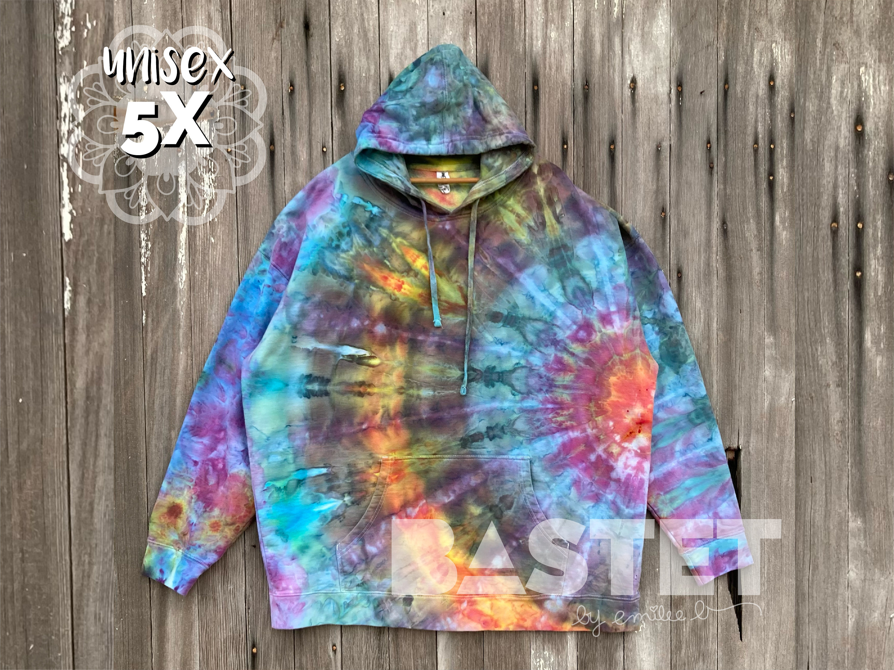 Womens Hoodie Ragstock Pink And Blue Tie Dye Hoodie 5X Ready To