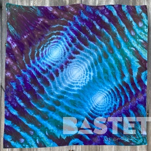 Ready to Ship, Watercolor Psychedelic Trails Ice Dye Tie Dye 50x50 Rayon Tapestry, Hippie Home Decor, Hand Dyed Wall Hanging, Art for Dorm