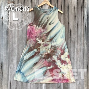 Large (12-14) Ready to Ship, Reverse Gravity Dye Swing Dress with Pockets - Hathor, Ice Dye Dress, Incline Ice Dye, Gravity Ice Dye