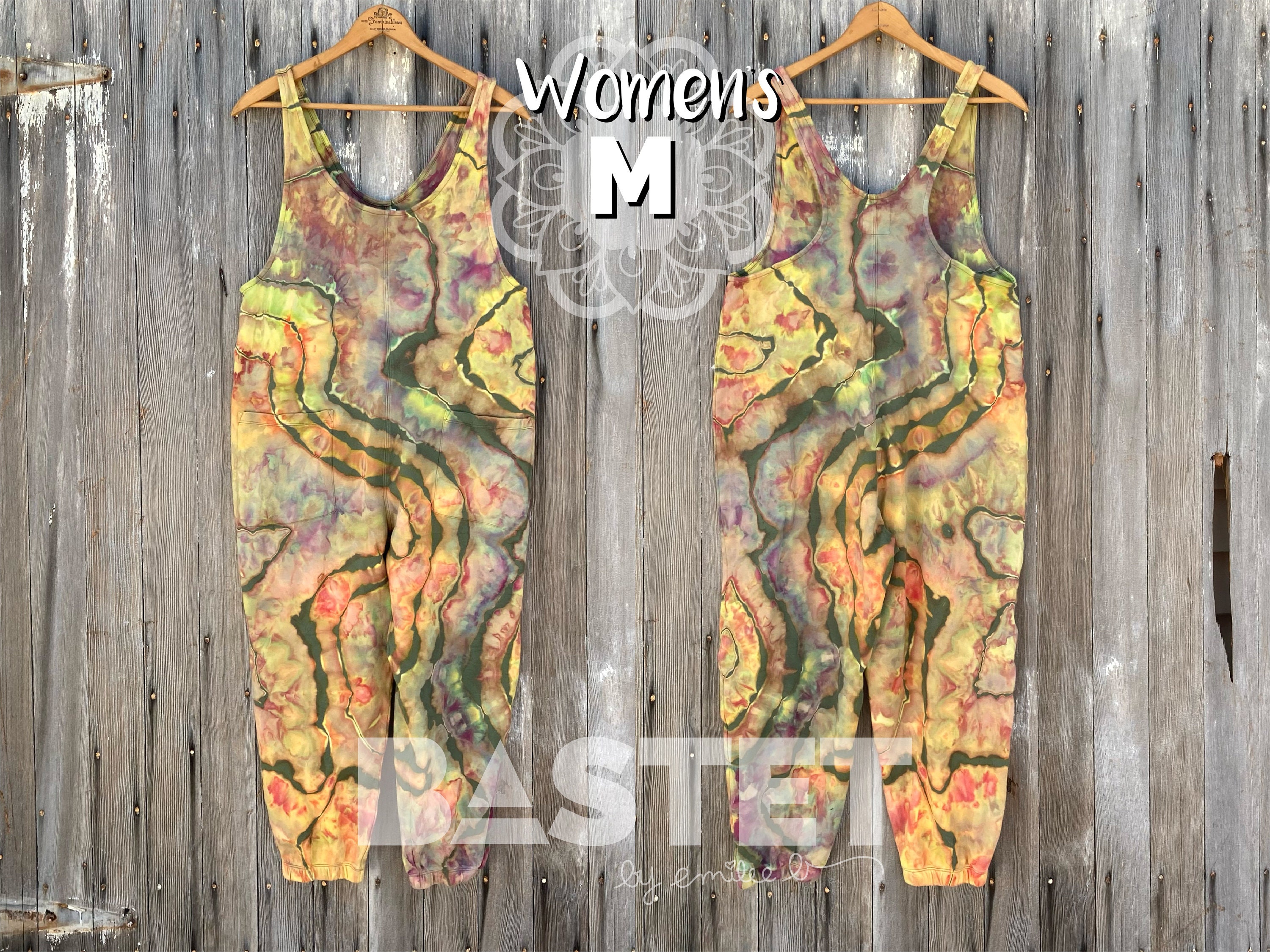 Medium READY TO SHIP Women’s Reverse Tie Dye Ice Dye Geode For Days Cropped Relaxing Romper - 100% Organic Cotton - Áine