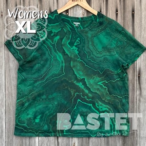XL (16-18) Ready to Ship, Malachite Inspired Geode Ice Dye Relaxed Shirt, Watercolor Geode - Nyx, Womens Tie Dye Top, Geode Tie Dye Womens