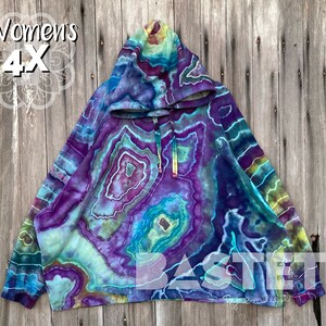 4X READY TO SHIP Hand Dyed Cool Geode Tie Dye Ice Dye Women’s Old Navy Pullover Hoodie