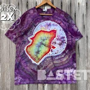 2X SOFORT LIEFERBAR Wolf Howling at the Moon Ice Dye Leichtes T-Shirt