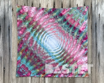 Versandfertig, Aquarell Psychedelische Spuren Ice Dye Tie Dye Mini Rayon Wandteppich 36 &quot;x 36&quot; - Skadi, Tie Dye Wandteppich
