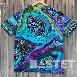 Chemise ou débardeur tie-dye cool Geode Ice Dye, très grand, petit, moyen, grand, TG, 2X, 3X, 4X, 5X, 6X, t-shirt court tie-dye, débardeur tie-dye