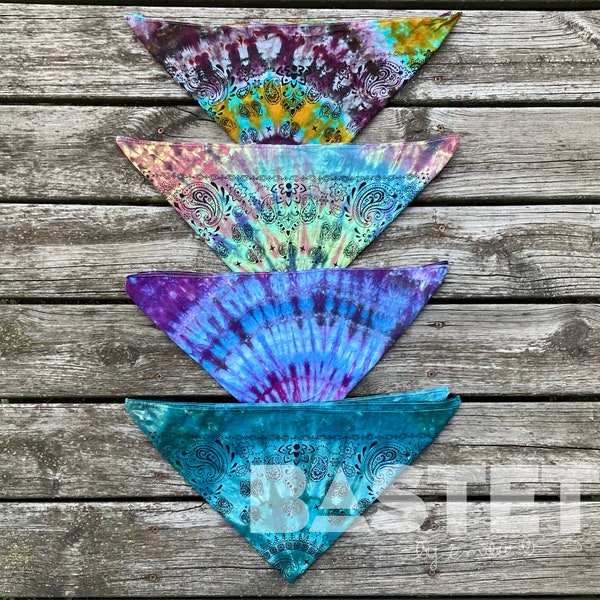 PRÊT À L'EXPÉDITION Teinture sur glace aquarelle pour bandana en spirale, teint à la main