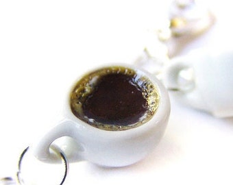 Coffee Charm, Miniature Food Jewelry, Polymer Clay Coffee, Coffee Jewelry, Caffeine Pendant, Cup of Coffee Charm