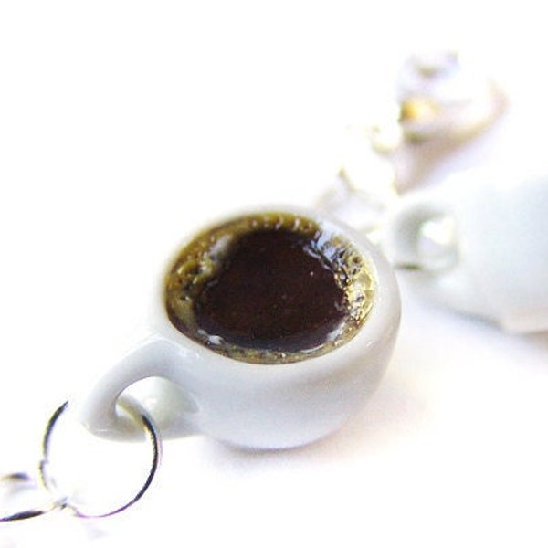 Coffee Charm, Miniature Food Jewelry, Polymer Clay Coffee, Coffee Jewelry, Caffeine Pendant, Cup of Coffee Charm