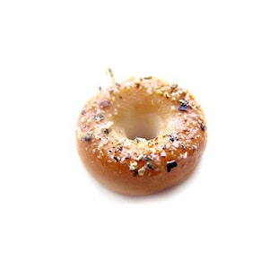 Everything Bagel Charm, Miniature Food Jewelry, Handmade Polymer Clay Miniature Bagel Jewelry