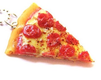 The Pizza is Eternal Necklace, Pepperoni Pizza Jewelry, Miniature Food Jewelry