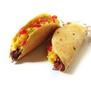 Beef Taco Charm, Miniature Food Jewelry, Polymer Clay Taco, Crunchy Taco Jewelry, Taco Pendant