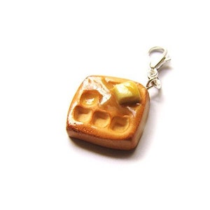 Buttery Syrup Waffle Charm Miniature Food Jewelry Polymer Clay Chicken and Waffles Charms image 1