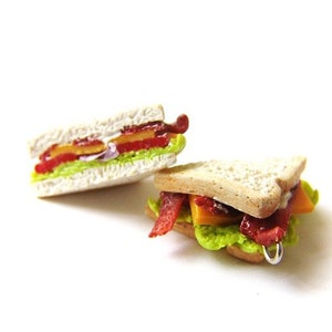 BLT Sandwich Charm, Polymer Clay Lunch Food Charm, Polymer Clay Sandwich, Miniature Food Jewelry, Bacon Sandwich