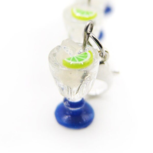 2023 Anniversary Collection: Gin and Tonic Goblet Charm, Miniature Food Jewelry, Polymer Clay Drinks, Gin Jewelry, Wedding Drink Charm