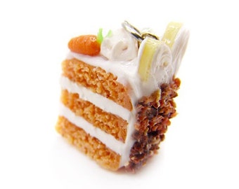 Easter Bunny Ears Carrot Cake Slice Charm - Miniature Food Jewelry - Miniature Polymer Clay Food - Carrot Cake Charm, Polymer Clay Food