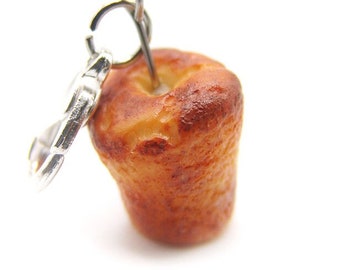 Yorkshire Pudding Popover Charm - Miniature Food Jewelry - Polymer Clay Breakfast Charm - English Bread Roll Jewelry