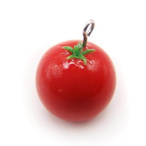Juicy Tomato Charm, Miniature Food Jewelry, Handmade Polymer Clay Miniature Veggies, Gardening Vegetable Jewelry, Tomato Girl Core Gifts