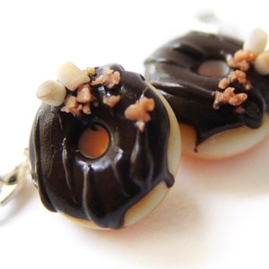 Smore Chocolate Donut Charm, Food Jewelry, Polymer Clay S'mores Marshmallow Doughnut Charm