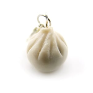 Hum Bao Steam Bun Dumpling Charm, Polymer Clay Asian Food, Miniature Food Jewelry, Dim Sum Pendant