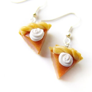 Pumpkin Pie Earrings - Polymer Clay Pie Jewelry - Miniature Food Jewelry, Thanksgiving Pie Dangle Earrings