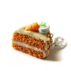 Miniature Polymer Clay Carrot Cake Slice Charm - Miniature Food Jewelry - Carrot Cake Charm, Polymer Clay Food Charm