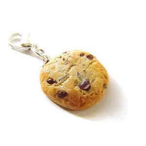 Chocolate Chip Cookie Charm, Polymer Clay Food Charm, Polymer Clay Chocolate Chip Cookie, Miniature Food Jewelry