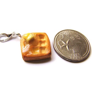 Buttery Syrup Waffle Charm Miniature Food Jewelry Polymer Clay Chicken and Waffles Charms image 4