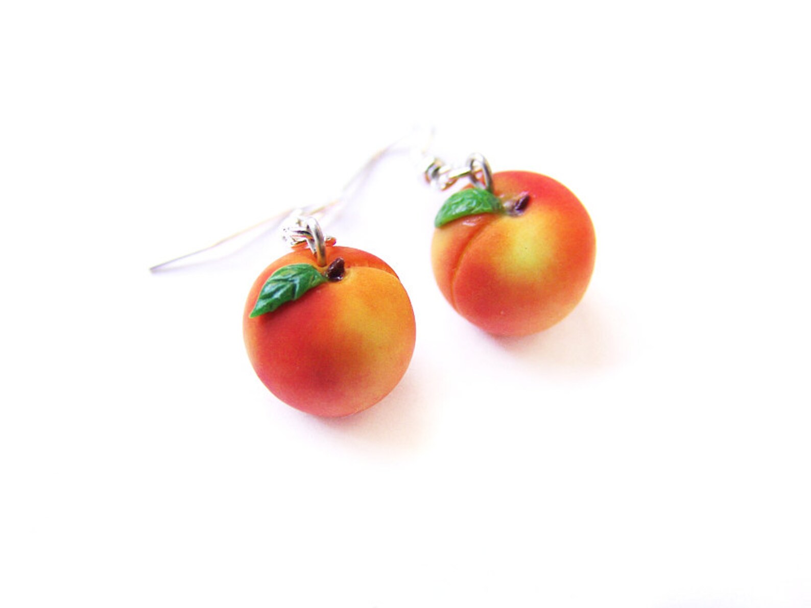 Peach Earrings Miniature Food Jewelry Polymer Clay Fruit Etsy UK