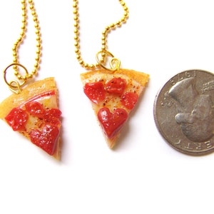 Heart Pizza Best Friend Necklaces, Miniature Food Jewelry, Polymer Clay Food Friendship Necklaces, Pepperoni Pizza Jewelry image 4