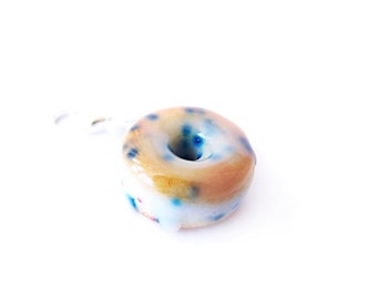 Blueberry Cake Donut Charm - Miniature Food Jewelry - Confetti Sprinkle Glazed Doughnut Charm, Donut Jewelry