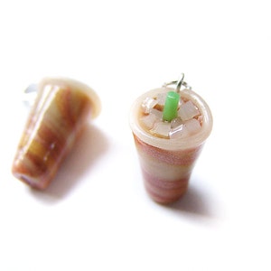 Iced Latte Coffee Charm, Miniature Food Jewelry, Polymer Clay Coffee, Vanilla Latte Jewelry, Coffee Pendant