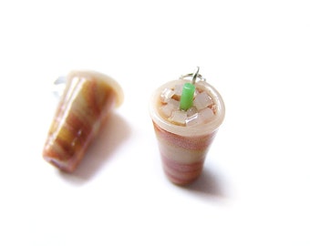 Iced Latte Coffee Charm, Miniature Food Jewelry, Polymer Clay Coffee, Vanilla Latte Jewelry, Coffee Pendant