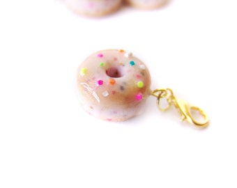 Funfetti Sprinkle Donut Charm - Miniature Food Jewelry - Confetti Cake Sprinkle Glazed Doughnut Charm, Donut Jewelry