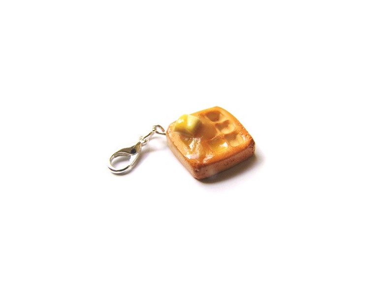 Buttery Syrup Waffle Charm Miniature Food Jewelry Polymer Clay Chicken and Waffles Charms image 2