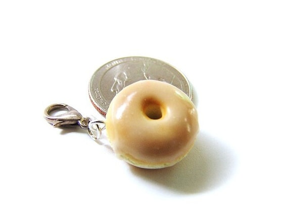 Glazed Doughnut Charm - Polymer Clay Food Jewelry - Miniature Food Charm, Donut Jewelry