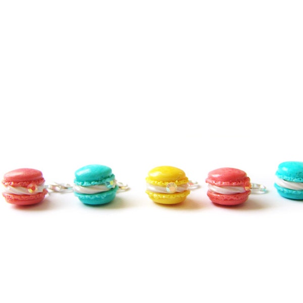 Français Macaron Charm, Bijoux alimentaires en argile polymère, Français Macaron, Bijoux alimentaires miniatures Macarons pastel