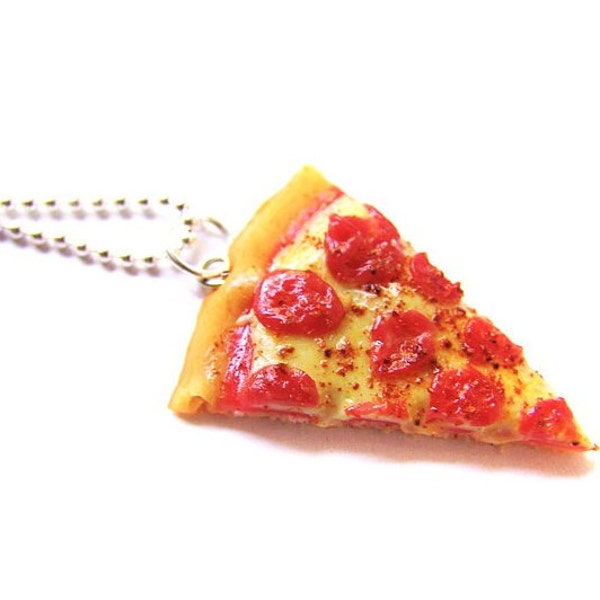 The Pizza is Eternal Necklace, Pepperoni Pizza Jewelry, Miniature Food Jewelry