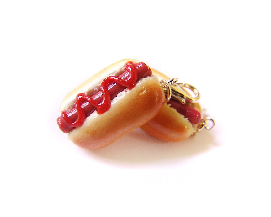 Classic Hotdog Charm Polymer Clay Hot Dog Miniature Food Etsy