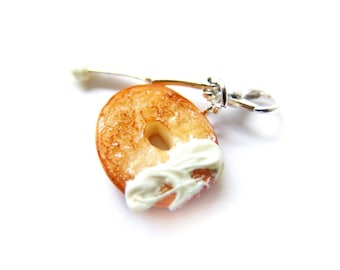 Bagel and Cream Cheese Half Charm, Bagel and Cream Cheese, Miniature Food Jewelry, Polymer Clay Food