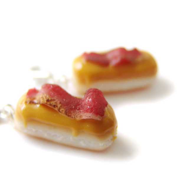 Bacon Maple Bar Donut Charm, Miniature Food Jewelry, Polymer Clay Maple Doughnut Charm