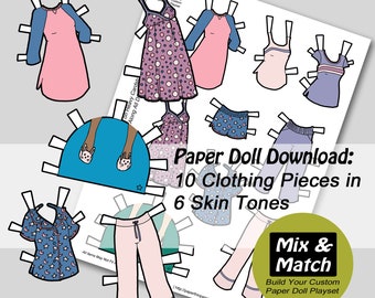 Slumber Party Paper Doll Printable, Printable Sleepover Paper Doll, Sleepover Party Favors, Kids Sleepover Printables, Pajama Party Games