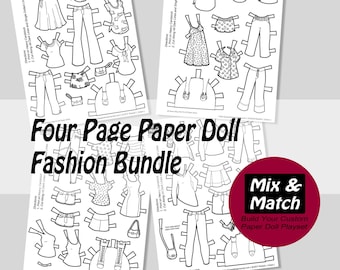 Paper Doll Coloring Book PDF for Kids, Printable Paper Dolls, Fashion Coloring Pages, Gift for Little Girl, Digital Download