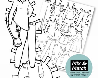paper doll princess dresses mix match digital paper doll