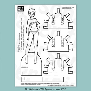 Paper Doll Coloring Page PDF Coloring Page Dress Up Paper Doll Digital Download image 2