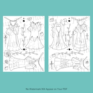 Printable Princess Paper Dolls Coloring Book PDF, Digital Download ...