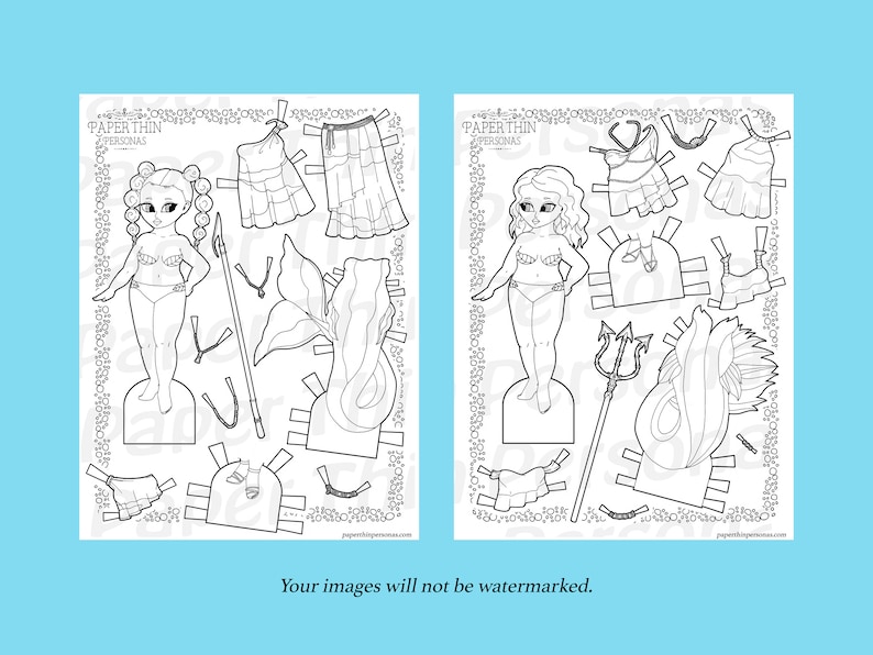 Printable Mermaid Coloring Book PDF Mermaid Printable Paper - Etsy