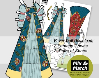 Abiti da principessa in carta per bambole: artigianato di moda rinascimentale (download digitale)