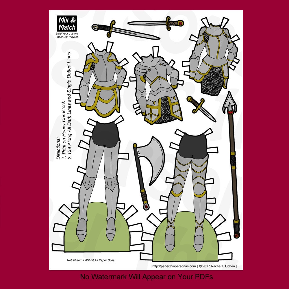 Paper Doll Armor Digital Paper Doll Clothing Download Knight Paper Doll