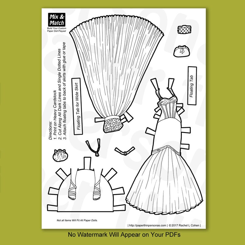 Fancy Evening Gown Paper Doll Printable Digital Download - Etsy